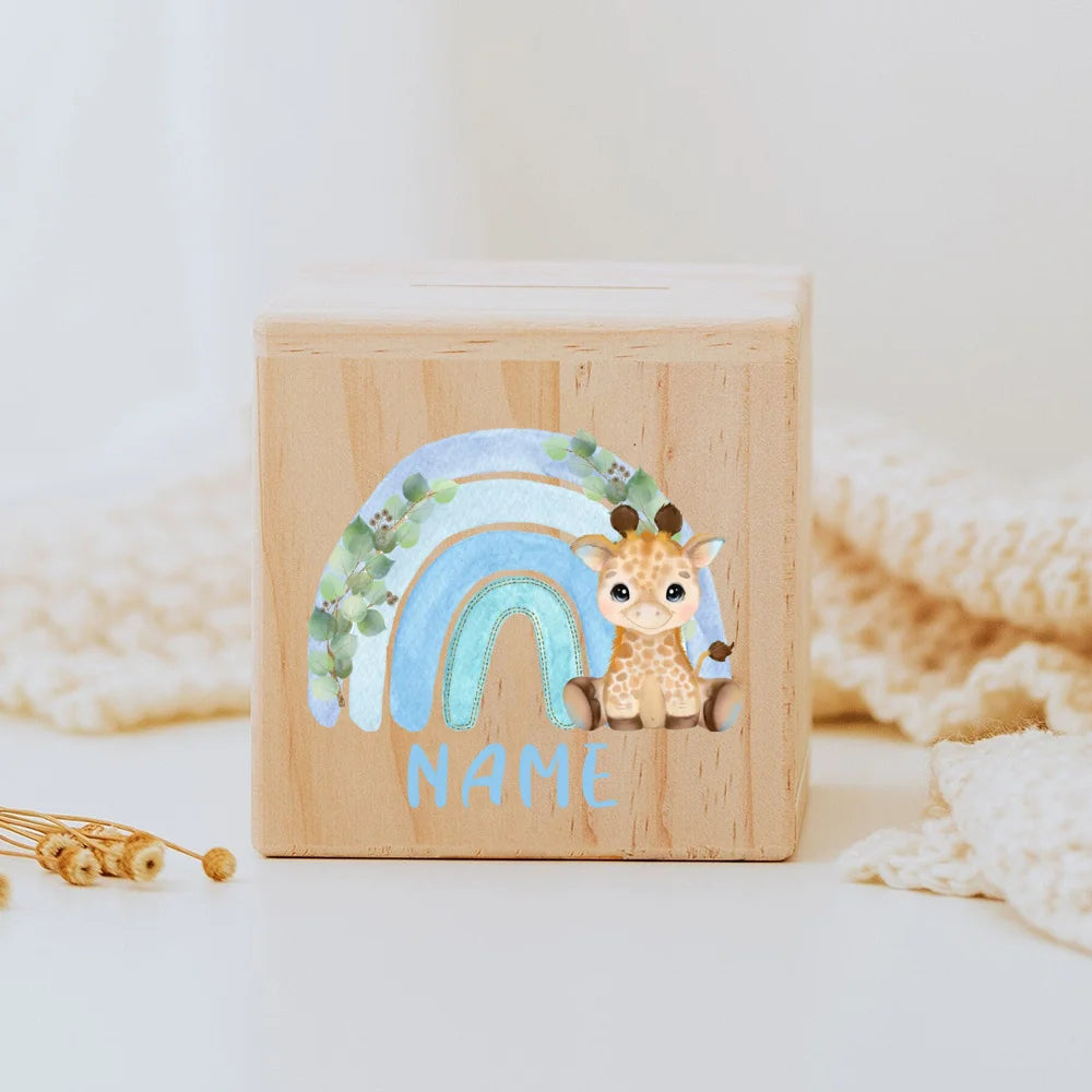 Tirelire personnalisée arc-en-ciel motif animaux